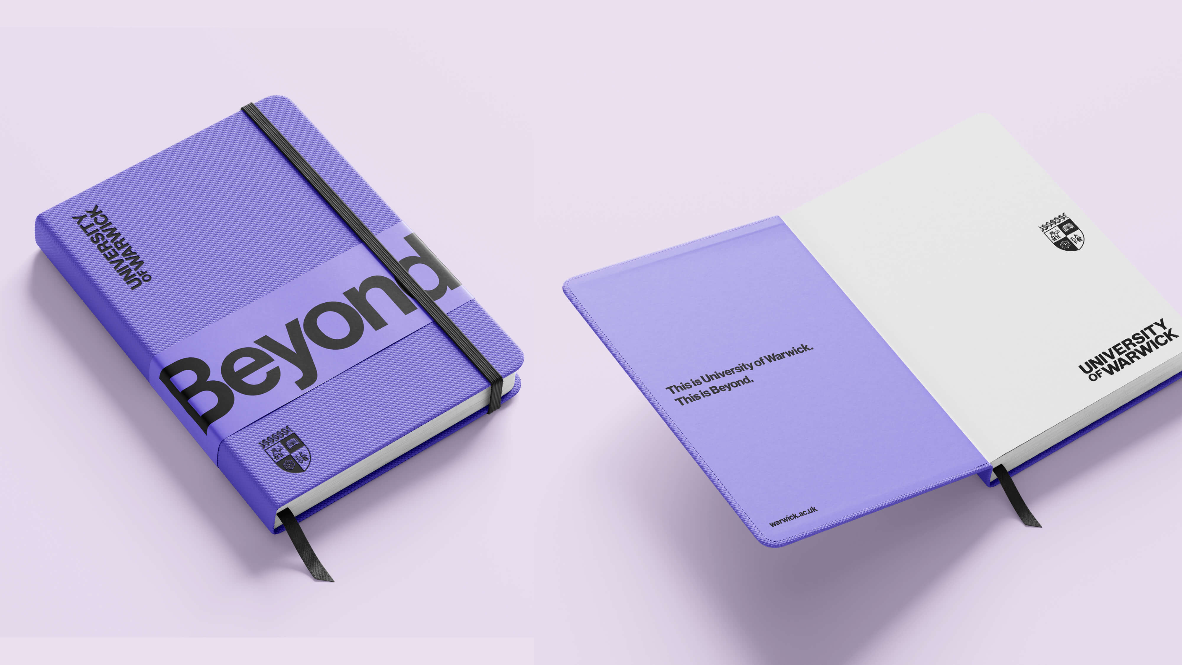 Lavender notepad with University of Warwick branding.