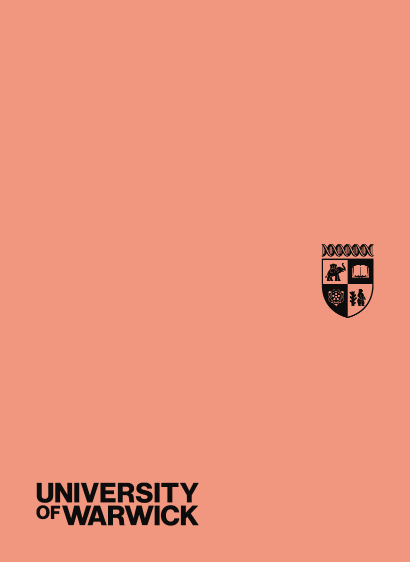 Crest and wordmark positioning example on coral background