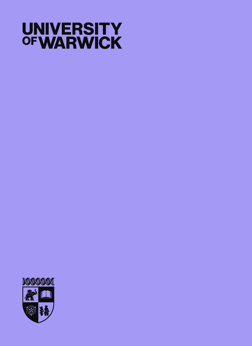 Crest and wordmark positioning example on lavender background