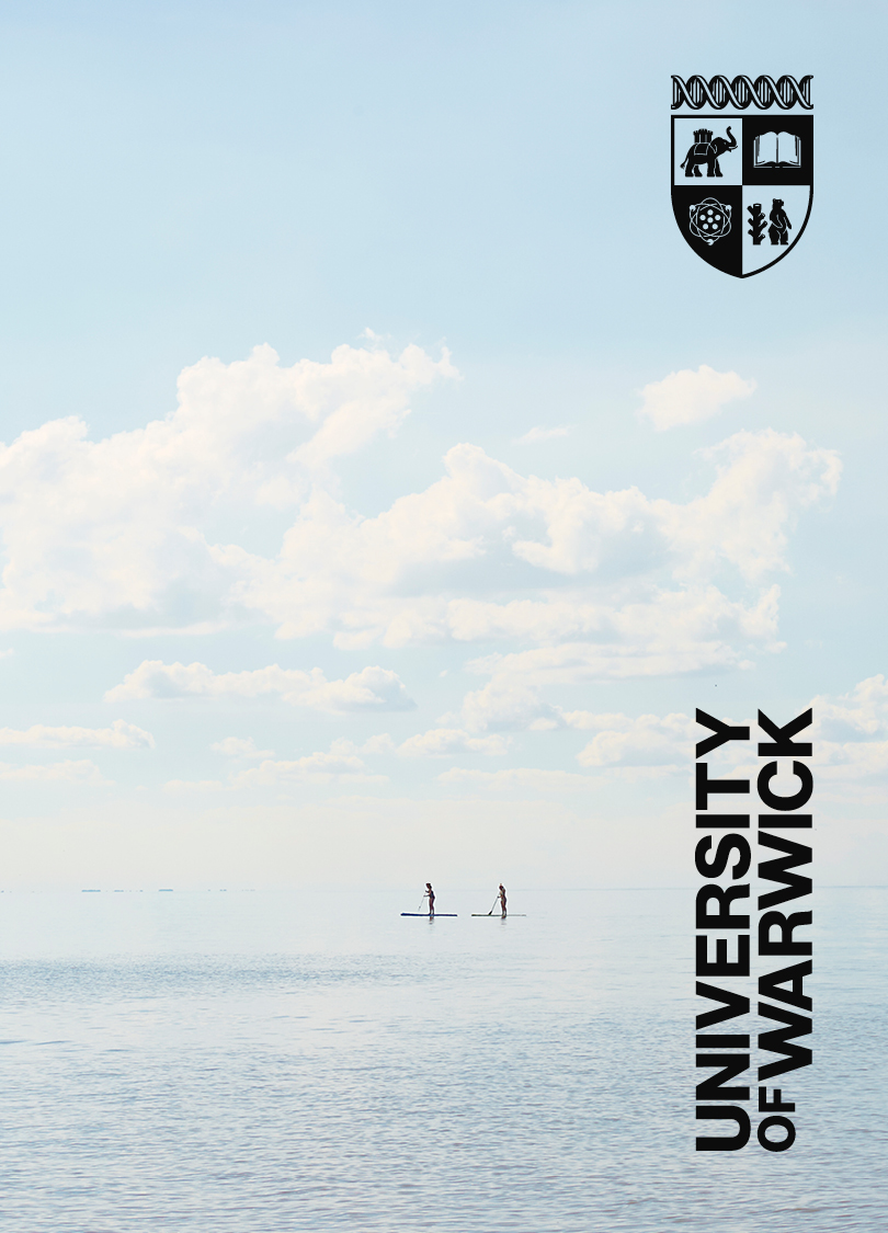 Crest and wordmark usage on large image example - beach blue