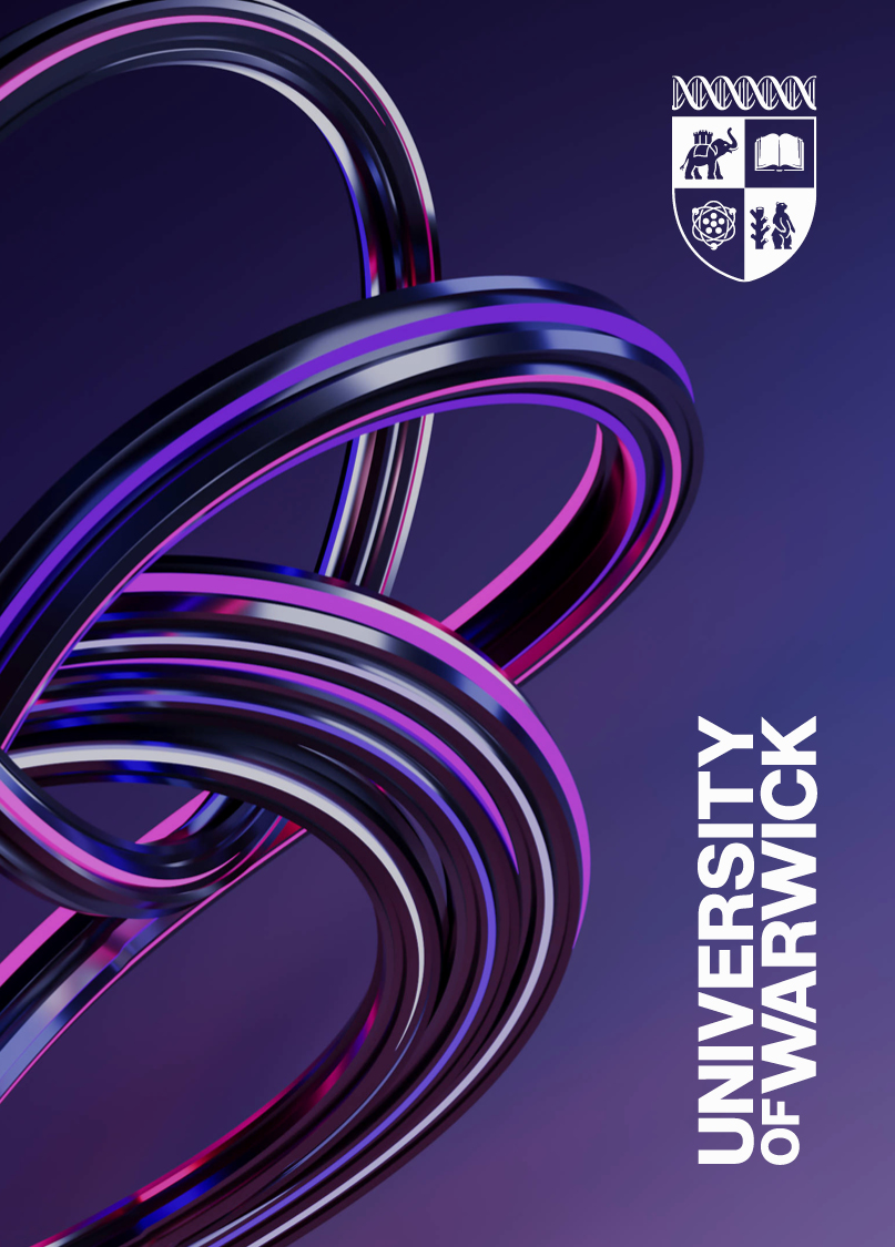 Crest and wordmark usage on large image example - abstract purple