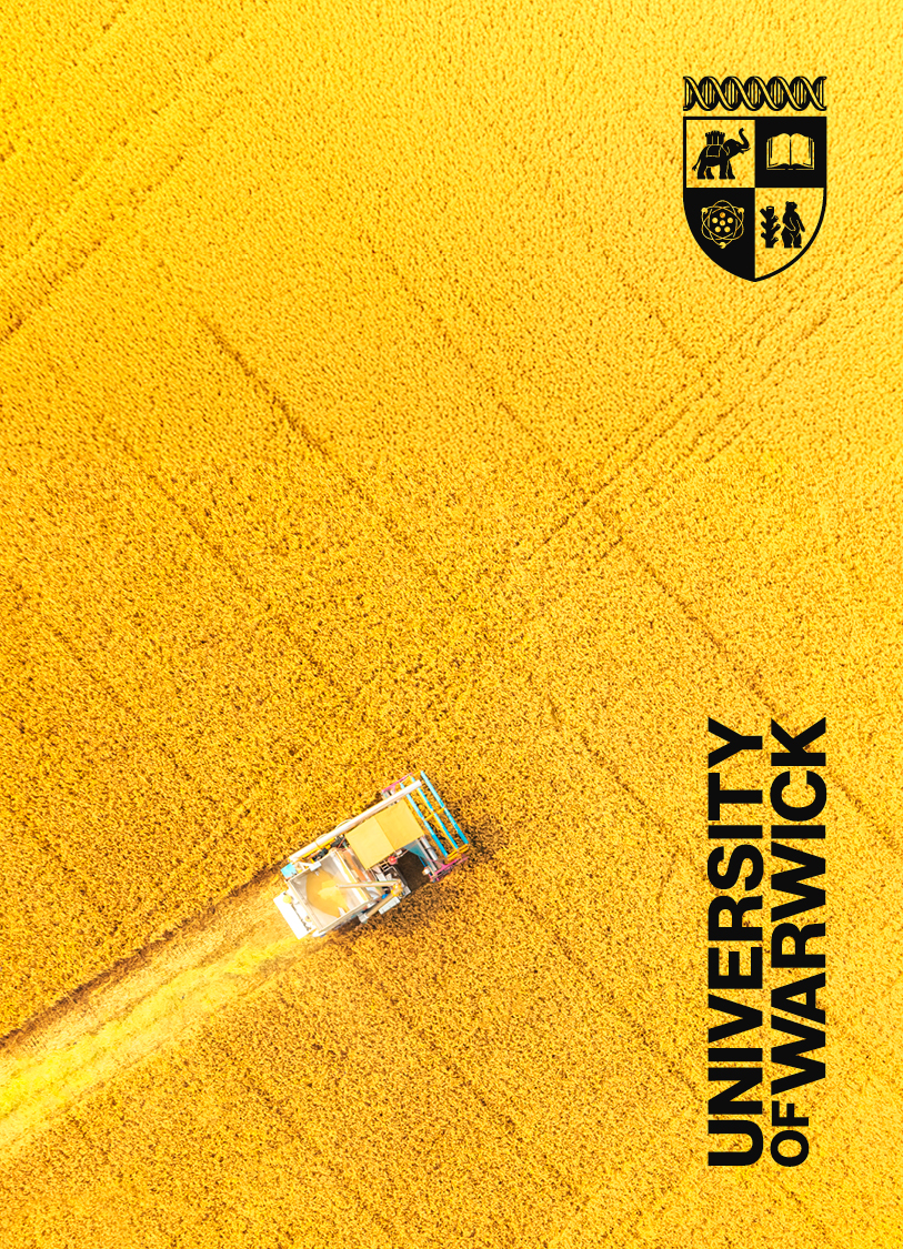 Crest and wordmark usage on large image example - wheat field yellow
