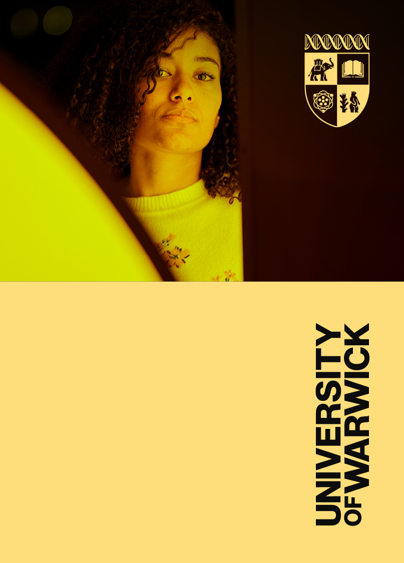Wordmark and image split usage on yellow background